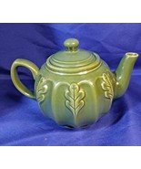 Furio Home Bamboo-Green Medium Ceramic Teapot w/ Oak Leaves - £29.37 GBP
