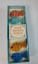 Williams Sonoma Hand Beaded Fish Napkin Rings Coastal Nautical Beach Col... - £9.66 GBP