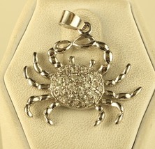 Vintage Sterling Silver Signed 925 Sea Crab with CZ Stone Accent Charm Pendant - £30.77 GBP