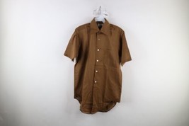 Vintage 70s Streetwear Mens 14.5 Short Sleeve Collared Button Shirt Brown USA - £40.15 GBP