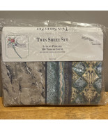 Sears Young Romantics Twin Sheet Set Geometric 1980s Purple Gray Blues P... - $40.73 CAD