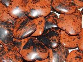 Genuine MAHOGANY OBSIDIAN Puffy Heart Crystal - Genuine Mahogany Obsidia... - £3.12 GBP