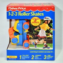 NOS Vintage Fisher Price Blue Yellow And Orange Roller Skates 1-2-3 Grow... - $99.00