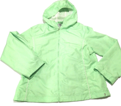 Athletic Works Windbreaker Jacket Womens Large Lime Green Hood Mesh Linning Zip - £15.59 GBP