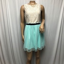 Speechless Dress Size 7 Cream Lace Top Mint Green Mesh Lined Short Skirt - $18.61