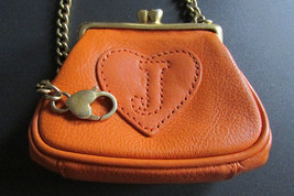Juicy Couture Coin Bag Key Ring fob Purse Charm Orange Leather P&amp;G Vintage - £37.87 GBP