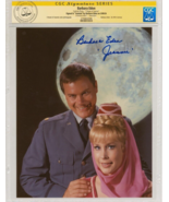 Barbara Eden SIGNED CGC SS TV Publicity Photo I Dream of Jeannie w/ Larr... - $257.39