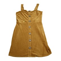 No Boundaries Dress Womens L Brown Corduroy Sleeveless Square Neck Butto... - $19.68