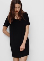 Wilfred Free Women&#39;s Teigen Dress T-Shirt Crepe Mini Dress Lined Size M Black - £30.96 GBP