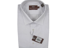 NEW $295 Hickey Freeman Dress Shirt! 17 35  White with Lavender Stripes  Italy - £79.23 GBP