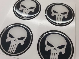 Logo Skull Punisher 4 x 50 domed stickers for wheel center caps - £10.39 GBP