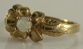 Fine Estate Jewelry 14KT Gold Hand Crafted OPAL Floral Ladies Ring Size 5.75 - £197.83 GBP
