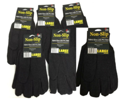 MID WEST Large Non-slip  Fabric Gloves With PVC Dots Pack of 6 - £32.43 GBP