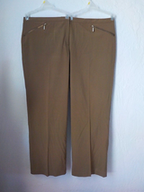 Ruby Rd Brown Trouser Career Pants Flat Front Zip Accent Waist 48&quot; Fits ... - $15.83