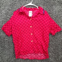 Vintage Koret Francisca Blouse Shirt Women 8 Red Anchor Print Cottage Core Pads - £5.77 GBP