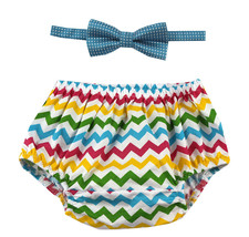 2 pcs Cake Smash Outfit Boy First Birthday  Bloomers and bow tie,multi chevron - £6.01 GBP