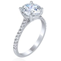 14K White Gold Plated 1.55Ct ROUND LC Moissanite Solitaire Engagement Ring Xmas - £76.87 GBP