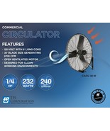TPI CACU30-W 30&quot; Commercial Air Circulator Wall Mount 4200/3800/3500 CFM... - $449.26 CAD