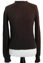 Zara Chunky Sweater Womens S Black Handknit Cotton Beaded Mock Neck Pullover - £14.83 GBP