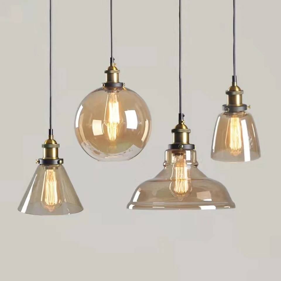 Nordic Retro Style Glass Pendant Lamp Resturant Bar Personality Commercial - $36.15+