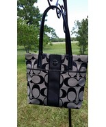 Coach F25771 Signature Silver and Black Jacquard &amp; Patent Leather Tote Bag - £44.60 GBP