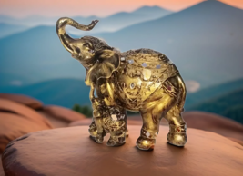 Africa Elephant with Baby Elephant Resin Sculpture - Majestic Wildlife D... - $203.94 CAD