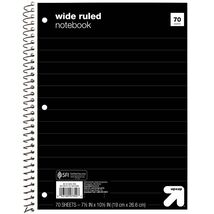up&amp;up™ Wide Ruled Black 1 Subject Spiral Notebook 70 Pages 3-Hole - $9.11