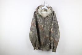 Vtg 90s Jerzees Mens XL Faded Mossy Oak Camouflage Full Zip Hoodie Sweatshirt - £129.62 GBP