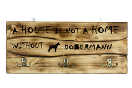 Dobermann, a wooden wall peg, hanger with the picture of a dog and the words - £40.01 GBP