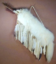 Navajo White Arctic Fox Fur 24&quot; Buckskin Leather Quiver &amp; Arrows Set - £361.92 GBP