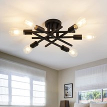 Black Vintage Matte Sputnik Chandelier Ceiling Lamp With E26 Bulb Base, 6 Lights - $64.93