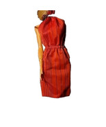 Vintage Barbie Halter Dress Orange w/ Thin Black Stripes 70&#39;s/80&#39;s Super... - $32.83 CAD