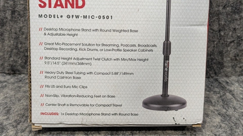 Gator Frameworks Desktop Microphone Stand - Round Weighted Base & Adjustable Item image 6