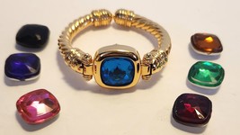 Joan Rivers Xv Classic Collection Gold Tone Interchangeable Stone Cuff Bracelet - £60.28 GBP