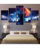 Abstract Ice Fire Tree 5 PC canvas Wall Art Picture HomeDecor Large Sz N... - £43.16 GBP