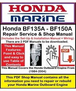 Honda Outboard BF135A/BF150A Repair Service & Shop Manual - $9.95