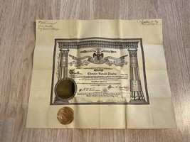 Vintage 1925 Chester Harold Thulin 32 Masonic Masons Membership Certificate - £26.46 GBP