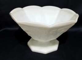 Vintage Harvest Collection Anchor Hocking Milk Glass Pedestal Footed Compote  - £18.43 GBP