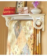 Deluxe Quilt Blanket Holder Wall Storage Rack With Shelf Scrolled WHITE ... - $52.30