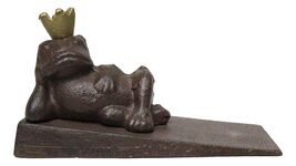 Rustic Vintage Cast Iron Frog King With Crown Decorative Door Wedge Stopper - $21.99