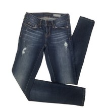 Aeropostale Jeans Womens Sz 00 Long Blue Jegging Skinny Stretch Distress... - $18.04