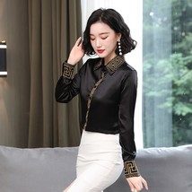 Korean Silk Women Shirts Women Satin Blouse Shirt Elegant Office Lady Long Sleev - £65.31 GBP