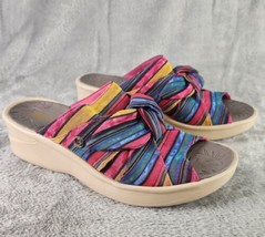 Bzees Smile Sandals Womens Size 9 Colorful Striped Comfort Casual Beach Open Toe - £28.01 GBP