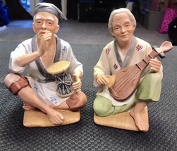 Very Cool Vintage Lot Of 2 Asian Figurines Musicians Homco 1436 Signed - $27.72