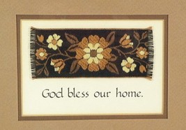 God Bless Our Home Embroidery Picture Framed Tapestry Needle Art Old World #418 - £11.86 GBP