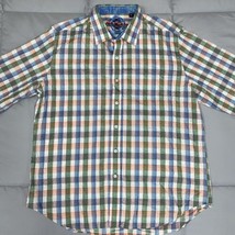 Robert Graham Flip Cuff Shirt Button Up Plaid Long Sleeve Spring Colors Mens XL - £23.27 GBP