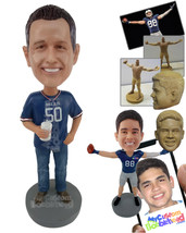 Personalized Bobblehead Man Wearing Sports Shirt With Jeans And Casual Shoes Hol - £72.72 GBP