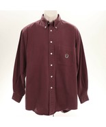 Nautica VTG 90&#39;s Button Front Shirt L Large Faded Burgundy Crested Long ... - £18.12 GBP