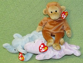 Vintage Ty B EAN Ie Babies Scoop The Pelican And Paul The Walrus w/HEART Tags Set - £10.04 GBP