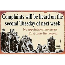 COMPLAINTS WILL BE HEARD Tin Sign Bar Office Antique Wall Plaque 16 x 10... - $349.12 MXN
